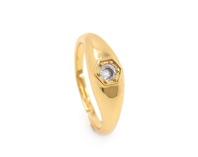 Round Rings, Gold Open Rings, 18K Gold Filled Adjustable Rings, Ring Charm, Micropavé CZ Everyday Rings, DIY Jewelry Supplies