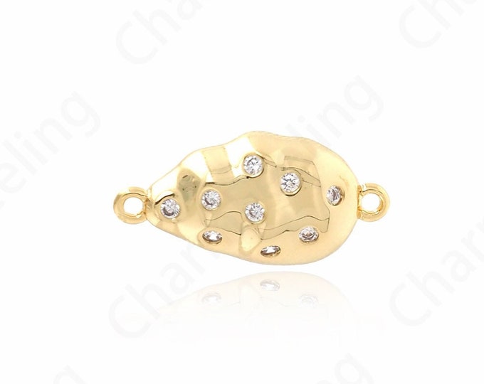 18K Gold Filled Waterdrop Connector, Teardrop Connector, Micropavé CZ Bracelet Connector, DIY Jewelry Supplies, 19.8x10x4.4mm