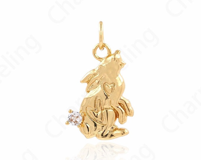 Wolf Pendant, 18K Gold Filled Animal Charm, Animal Necklace, Wild Animal Necklace, Wolf Charm, DIY Jewelry Supplies, 19x11.3x3mm