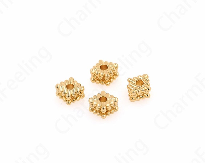 10pcs 18K Gold Filled Bracelet Necklace Beads, Simple Beads, Triangle Spacer Beads, Alloy Beads,DIY Jewelry Supplies, 8x7x4.5mm