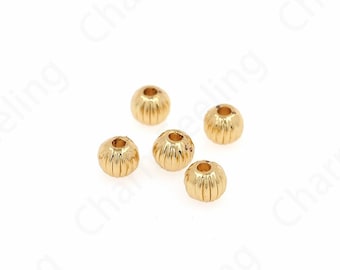 10PCS,18K Gold Filled Aolly Round Beads,Alloy Ball Beads, Gold Round Beads, Bracelet Beads, DIY Bracelet Necklace Jewelry Making,4mm