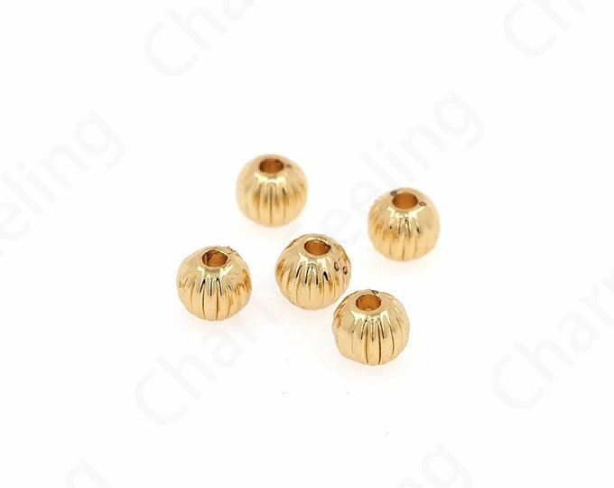 10PCS,18K Gold Filled Aolly Round Beads,Alloy Ball Beads, Gold Round Beads, Bracelet Beads, DIY Bracelet Necklace Jewelry Making,4mm
