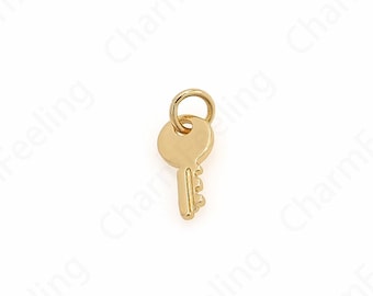 Dainty Key Charm, Key Pendant,18K Gold Filled Key Necklace, DIY Jewelry Supplies, 15x6x1mm