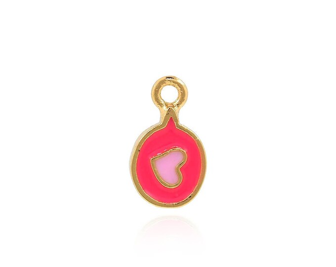 Heart-Shaped Necklace, Enamel Charm Enamel Heart-Shaped Pendant, Enamel Heart Charm,DIY Jewelry Making Accessories 9x5x1.3mm