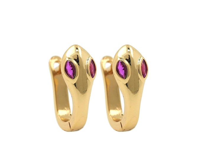 Cubic Zirconia Gold Earrings,18K Gold Filled Snake Earrings,Animal Earrings,DIY Jewelry Making Accessories 12x11.5x5mm