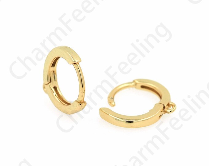 1 Pair,Earring Accessories,Thin Earrings,  Simple Earring Accessories, 18K Gold Filled Round Earrings, 10x9.5x1mm