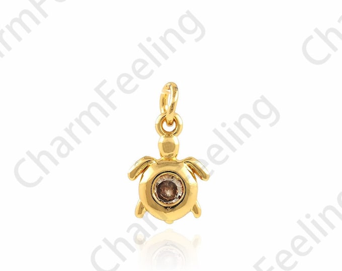 Turtle Pendant, Turtle Necklace, 18K Gold Filled Animal Necklace, Turtle Charm, Sea Life Charm, DIY Jewelry Accessories, 7.5x12.5x2mm