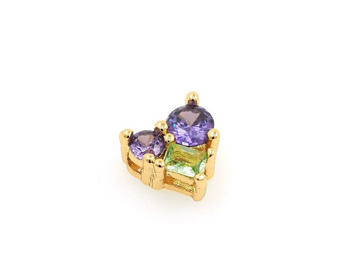 18K Gold Filled Heart-Shaped Spacer Beads,Love Charm,Love Spacer Beads,Micropavé CZ Spacer Beads Charm, DIY Jewelry Accessories, 8x8x4.7mm