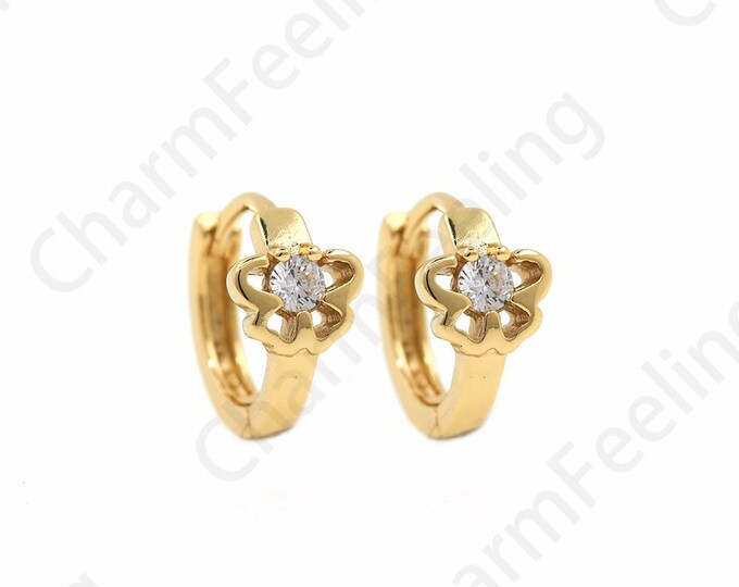 Micropave CZ Wings Earrings,Wings Charm, 18K Gold Filled Butterfly Earrings,Insect Earrings, Beautiful Butterfly Earrings 13x11.5x6.5mm