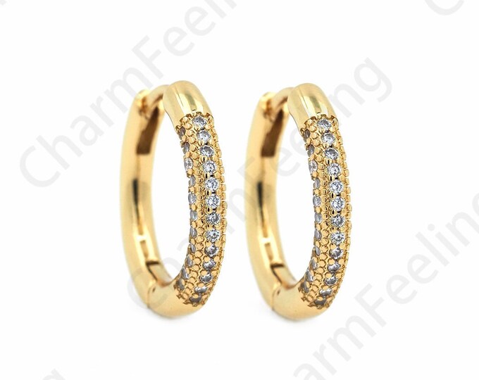 Zircon Earrings,Hollow Earrings,Micropave CZ Gold Earrings,18K Gold Filled Round Earrings,Earring Charm,DIY Jewelry Accessories19x19.5x2.7mm