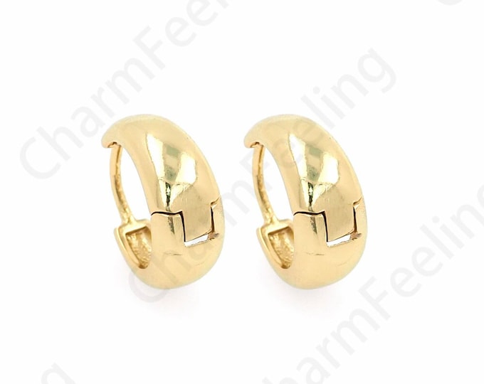 1 Pair,Simple Earrings, 18K Gold Filled Huggie Hoops, Ear Hoops Charm, Perfect Gift For Her and For Girls 14x14x6mm