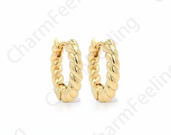 Twist Earrings, 18K Gold Filled Round Twist Earrings, Hollow Earrings, Gold Earrings, Earring Charm,15.5x16.7x3mm