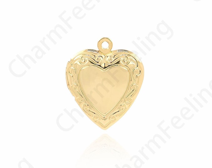 18K Gold Filled Heart Box Pendant, Box Charm, Photo Frame Charm, Box Necklace, Love Charm, DIY Jewelry Supplies, 22.5x19x5.7mm