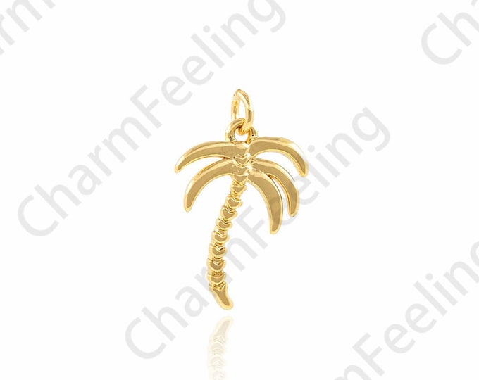 Palm Tree Charm,18K Gold Filled Tree Of Life Pendant,Plant Necklace,Tree Pendant,DIY Jewelry Making Accessories,12x19x1.2mm
