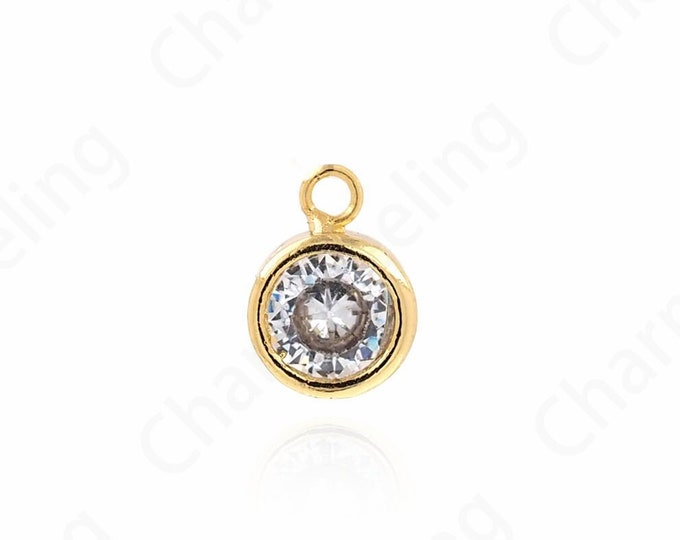 Solitaire Pendant,Round Necklace, Jewelry Pendant, 18K Gold Filled Round Pendant, Circle Pendant,DIY Jewelry Making ,7x9.5x3.5mm