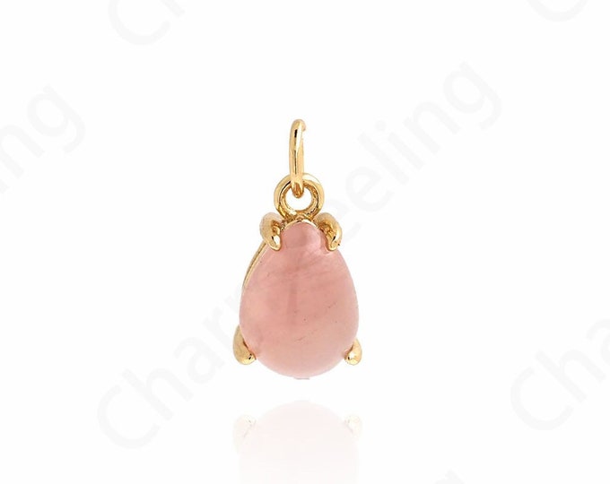 Pink Crystals Necklace, Teardrop Pendant,Micropavé CZ Waterdrop Necklace,18K Gold Filled Teardrop Charm,DIY Jewelry Supplies,11.5x6.5x5.5mm