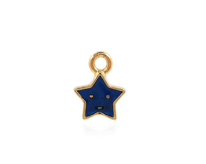 18K Gold Filled Enamel Charm, North Star Necklace, Star Charm, Enamel Pendant, Star Pendant, DIY Jewelry Supplies, 7x5x1mm