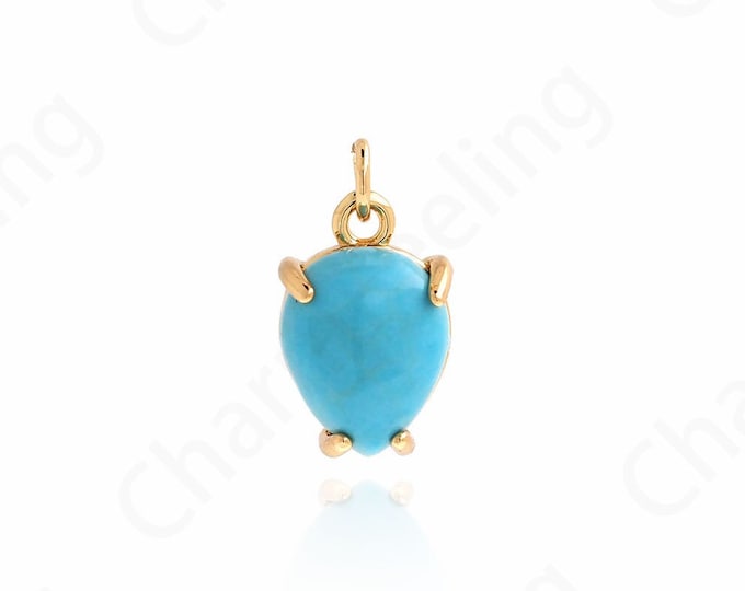 Turquoise Necklace,Teardrop Pendant,Micropavé CZ Waterdrop Necklace,18K Gold Filled Teardrop Charm,DIY Jewelry Supplies,14.5x8.5x5.5mm