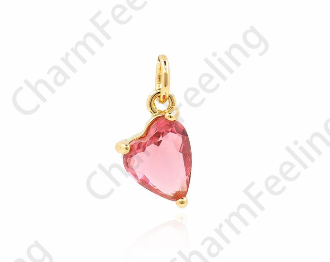 Micropavé CZ Love Necklace, 18K Gold Filled Crystal Heart Pendant, Crystal Pendant, Love Pendant, DIY Jewelry Accessories 16x7.5x5mm