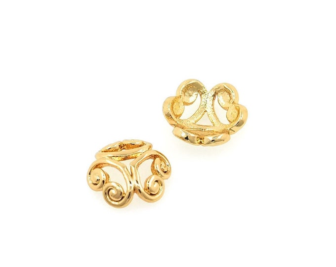 10 pcs 18K Gold Filled Flower Bead Caps,Pearl Caps,Round Bead Caps,Flower Caps,Spacer Jewelry, Brass Caps, DIY Gold Jewelry Making,