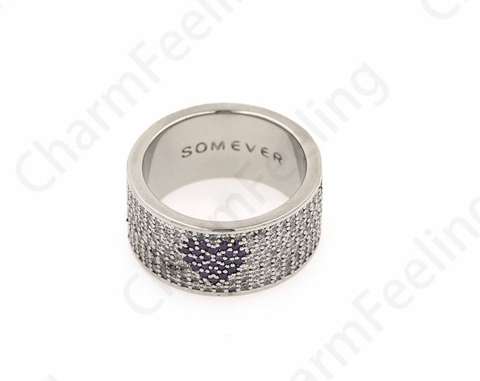 18K Silver Filled Rings, Circle Rings, Micro Pavé CZ Wide Rings, Fashion Rings, Heart Rings, Wedding Rings, Party Rings