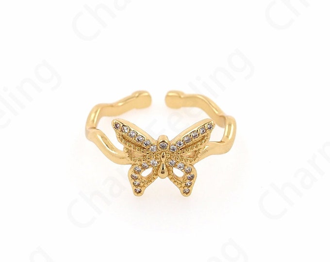 Adjustable Ring, Delicate Ring, Signet Ring,Butterfly Jewelry,18K Gold Filled Butterfly Ring,Fashion Ring, Gold Open Ring,