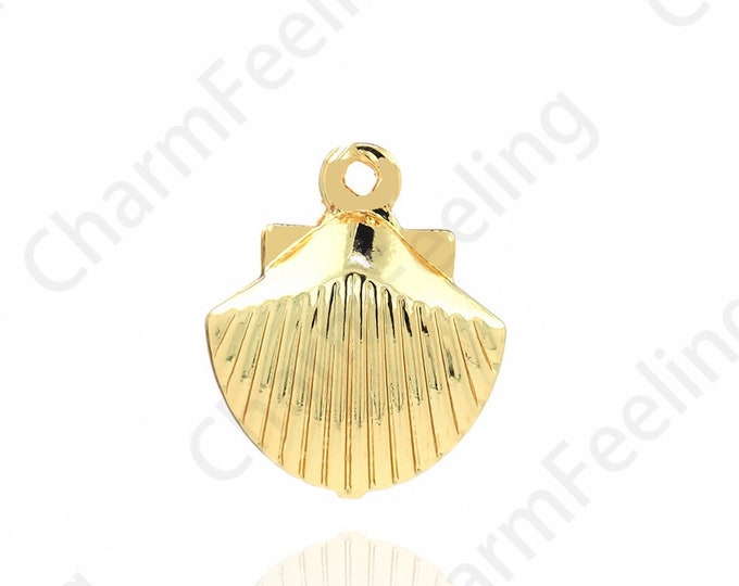 10 pcs,Shell Necklace, Shell Pendant, Beach Charm, 18K Gold Filled Beach Necklace, Shell Charm, DIY Jewelry Supplies,12.7x10.5x5mm