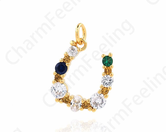Micropavé CZ Fishing Necklace, Fishing Charm, Fish Hook Pendant, 18K Gold Filled Fish Hook Charm, DIY Jewelry Supplies,15x11x2.5mm