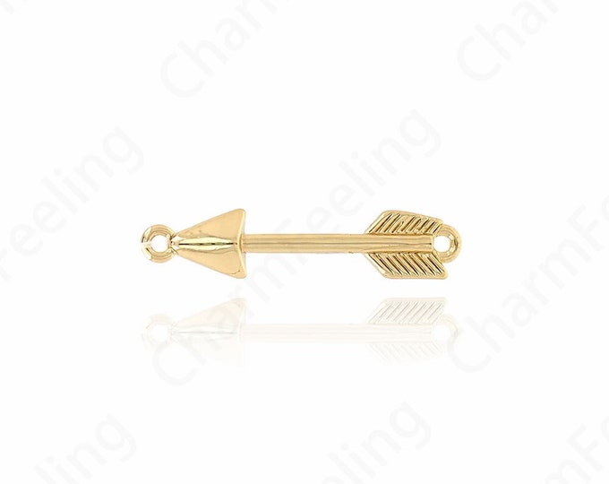18K Gold Filled Arrow Pendant,Arrow Charm, Micropavé CZ Arrow Necklace, Archery Necklace, Archery Charm,DIY Jewelry Accessories 26x5.5x2.6mm