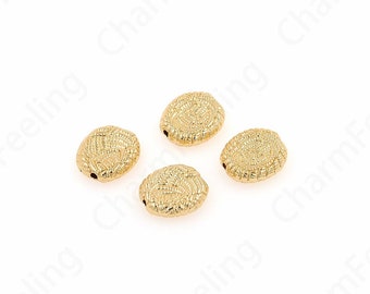 10pcs Necklace Beads,Alloy Jewelry Beads, 18K Gold Filled Round Spacer Beads, Bracelet Beads, DIY Jewelry Making Accessories 13.5x12.5x3.5mm