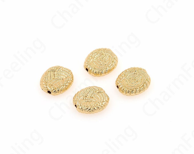10pcs Necklace Beads,Alloy Jewelry Beads, 18K Gold Filled Round Spacer Beads, Bracelet Beads, DIY Jewelry Making Accessories 13.5x12.5x3.5mm