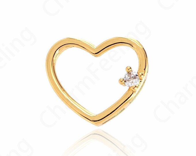Love Charm, Micropavé CZ Heart Pendant, 18K Gold Filled Love Necklace, Gift for Her, DIY Jewelry Accessories, 18x25x2.3mm