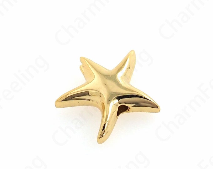 Bracelet Beads, Micropavé CZ Star Spacer Beads, 18K Gold Filled Pentagram Beads, Necklace Beads, DIY Jewelry Supplies, 11.6x12.8x4.2mm
