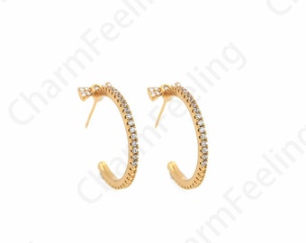 Micropavé CZ Exquisite Earrings, 18K Gold Filled Bow Earrings,Bow Charm,A Gift For Her, 22.5x22.5x7.5mm