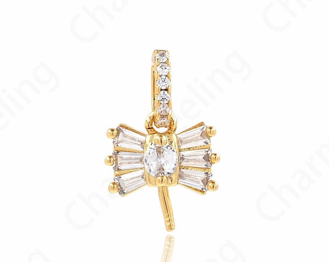 Flying Charm, 18K Gold Filled Wings Necklace, Micropavé CZ Dragonfly Pendant, Insect Charm, DIY Jewelry Making Supplies,18.5x11.5x4.5mm