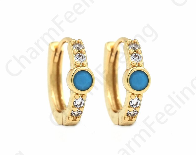 Micropavé CZ Imitation Diamond Earrings, 18K Pure Gold Filled Fashion Earrings, Suitable For Anniversary Gifts, DIY Accessories 12x14x3mm