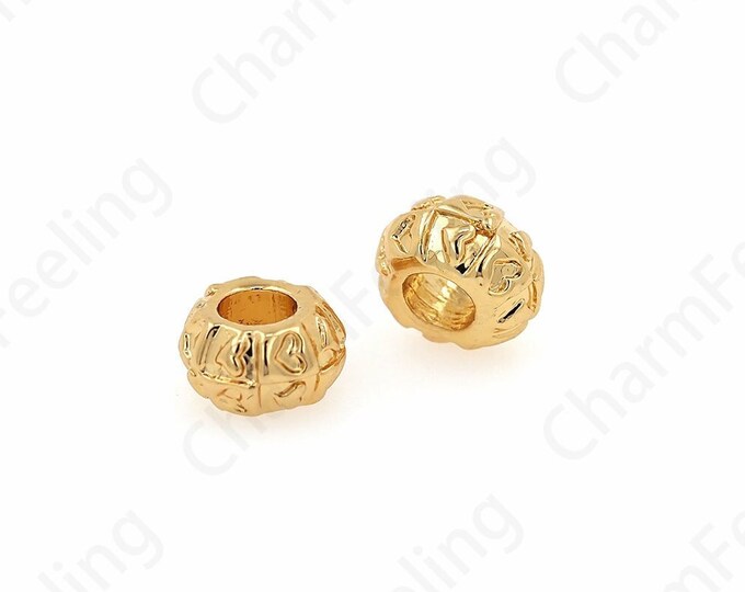 10PCS,Gold Round Beads, 18K Gold Filled Aolly Round Beads,Alloy Ball Beads, Bracelet Beads, DIY Bracelet Necklace Jewelry Making,9x5mm