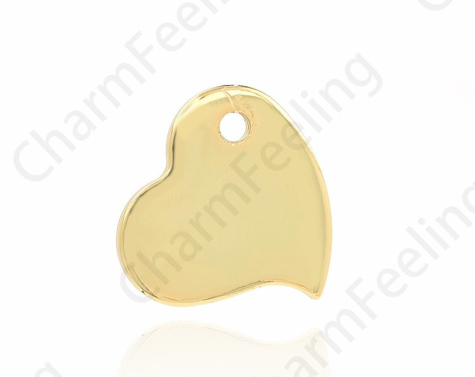 Heart Pendant, Flat Pendant, 18K Gold Filled Heart Necklace, Love Charm, Love Necklace, DIY Jewelry Supplies, 27x27x2mm