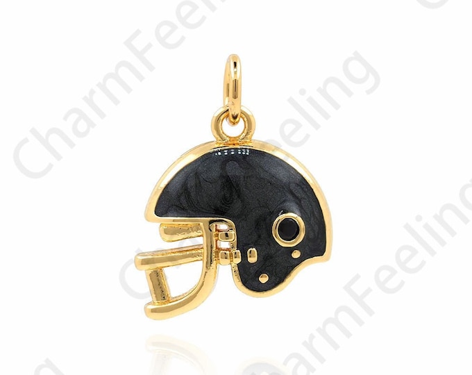 Enamel Helmet Pendant, Headgear Necklace, 18K Gold Filled Helmet Necklace, Gold Helmet Necklace, DIY Jewelry Accessories 18.5x13.5x3.8mm