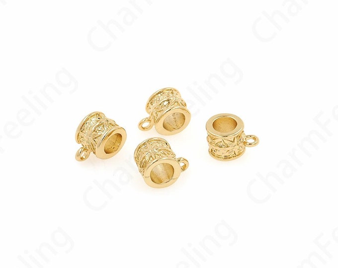 10PCS,Bracelet Beads, Bead Accessories,Alloy Round Beads, 18K Gold Filled Cylindrical Beads,DIY Bracelet Necklace Jewelry Making,11.8x8x8mm
