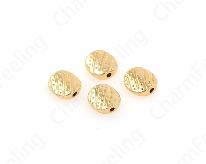 10pcs Necklace Beads,Alloy Jewelry Beads, 18K Gold Filled Round Spacer Beads, Bracelet Beads, DIY Jewelry Making Accessories 10x10x3mm