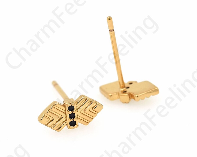 Geometric Charm, Micropave CZ Earrings, 18K Gold Filled Geometric Earrings, DIY Jewelry Accessories 9.5x4.5mm