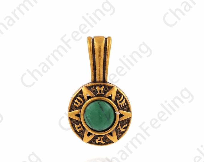 Vintage Sun Pendant,Disc Charm,S925 Sterling Silver Necklace,18K Gold Filled Sun Charm,Turquoise Charm,DIY Jewelry Supplies,21.5x12.5x10mm