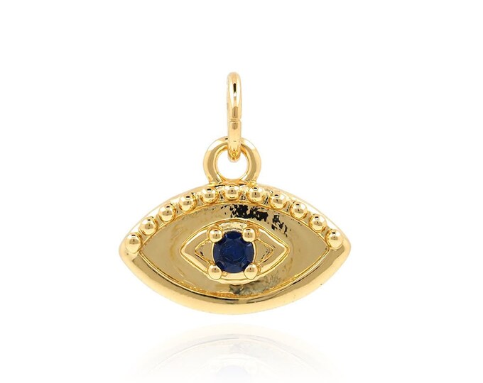 Eye Charm, Lucky Eye Necklace,Micropavé CZ Devil's Eye Pendant, 18K Gold Filled Eye Necklace,  DIY Jewelry Supplies,13x13x3.5mm