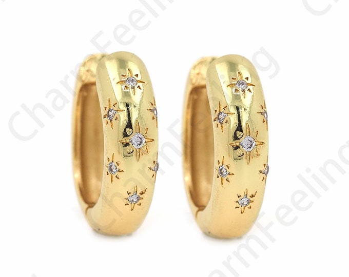 1 pair,18K Gold Filled Star Hollow Earrings, Star Line Earrings,Star Charm,Starburst Earrings,DIY Jewelry Accessories 14x15x4mm,22.5x24x6mm