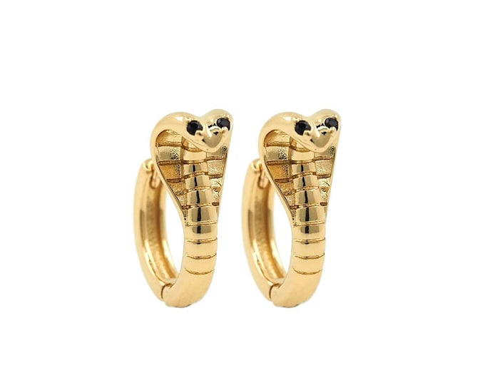 Cobra earrings,18K Gold Filled Snake Earrings,Animal Earrings,Cubic Zirconia Gold Earrings,DIY Jewelry Making Accessories 13x14x5.7mm