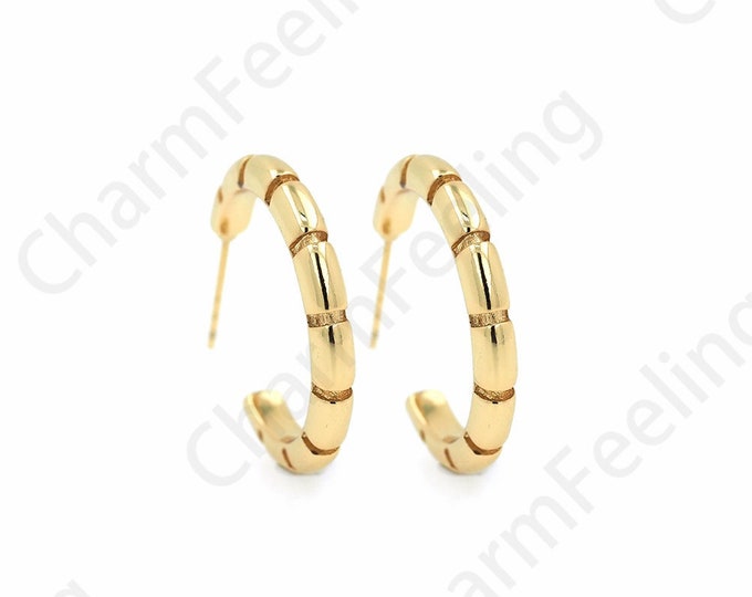 18K Gold Filled Enamel Earrings C-Shaped Earrings Enamel Moon Earrings Crescent Earrings  Colorful Earrings Earrings 24.5mm