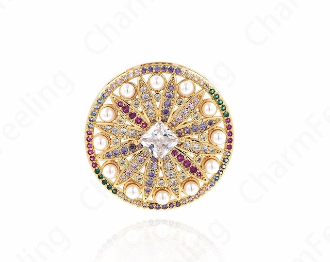 Micropaved CZ Rim Charm,18K Gold Filled Rim Pendant,Car Accessories Pendant,Car Accessories Charm,DIY Jewelry Accessories,30x25.5x8mm