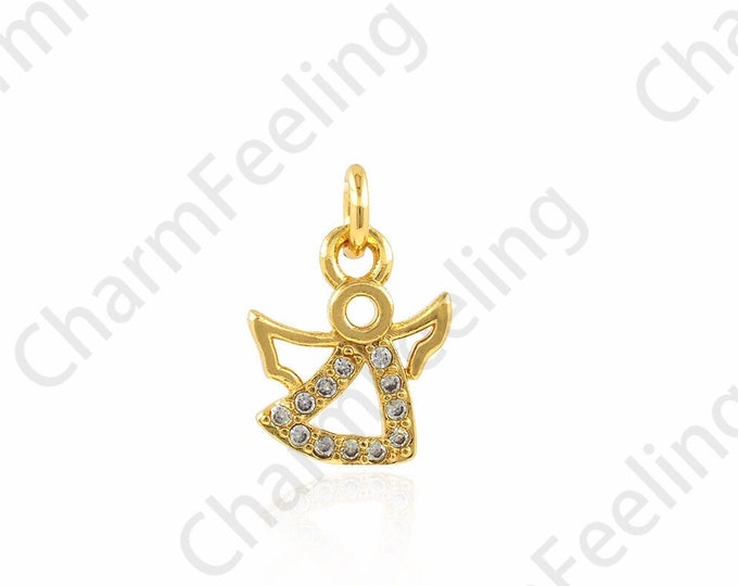 Angel Pendant, Micropavé CZ Angel Necklace, Cupid Charm, 18K Gold Filled with Eros Charm, DIY Jewelry Accessories, 8.5x12.5x1.5mm