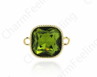 Solitaire Connector, Micropavé CZ Connector, Rectangular Connector, 18K Gold Filled Square Connector, DIY Jewelry Supplies, 11.5x16x6.3mm